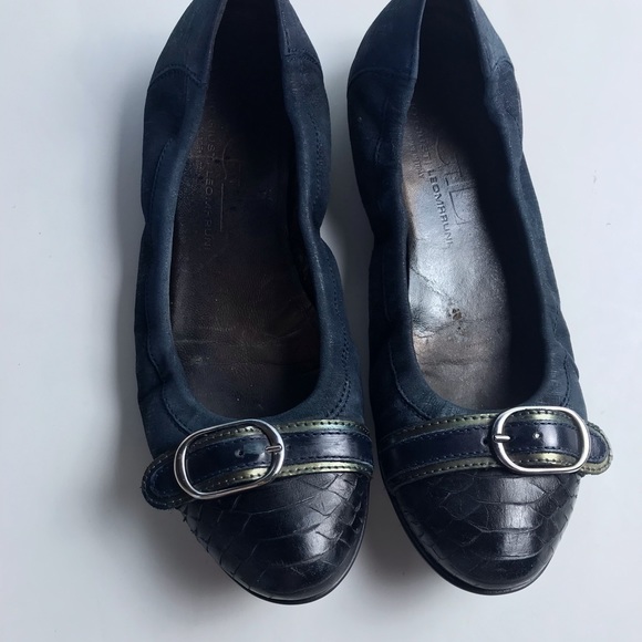 Agl Navy suede and leather ballet flats sz 9 - Picture 2 of 6